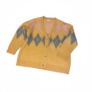 Pink Lily Argyle Cardigan - Yellow, Blue, Pink